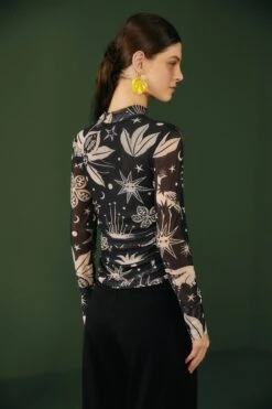 Black & White Cerrado Sky Tulle Blouse 9 Black & White Cerrado Sky Tulle Blouse -Farm Rio 308525 03