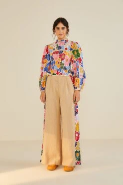 Farm Rio Sand Sunny Daisies Blouse -Farm Rio 309082 04