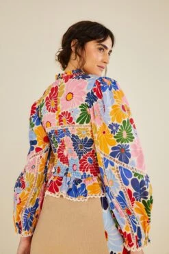 Farm Rio Sand Sunny Daisies Blouse -Farm Rio 309082 05
