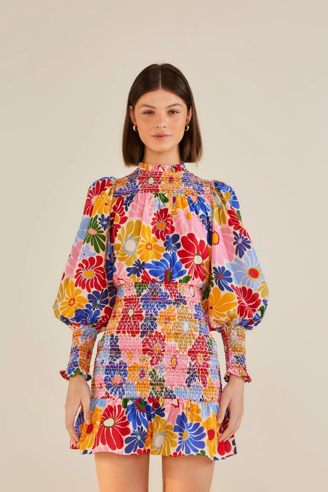 Farm Rio Sand Sunny Daisies Mini Dress 3 Farm Rio Sand Sunny Daisies Mini Dress