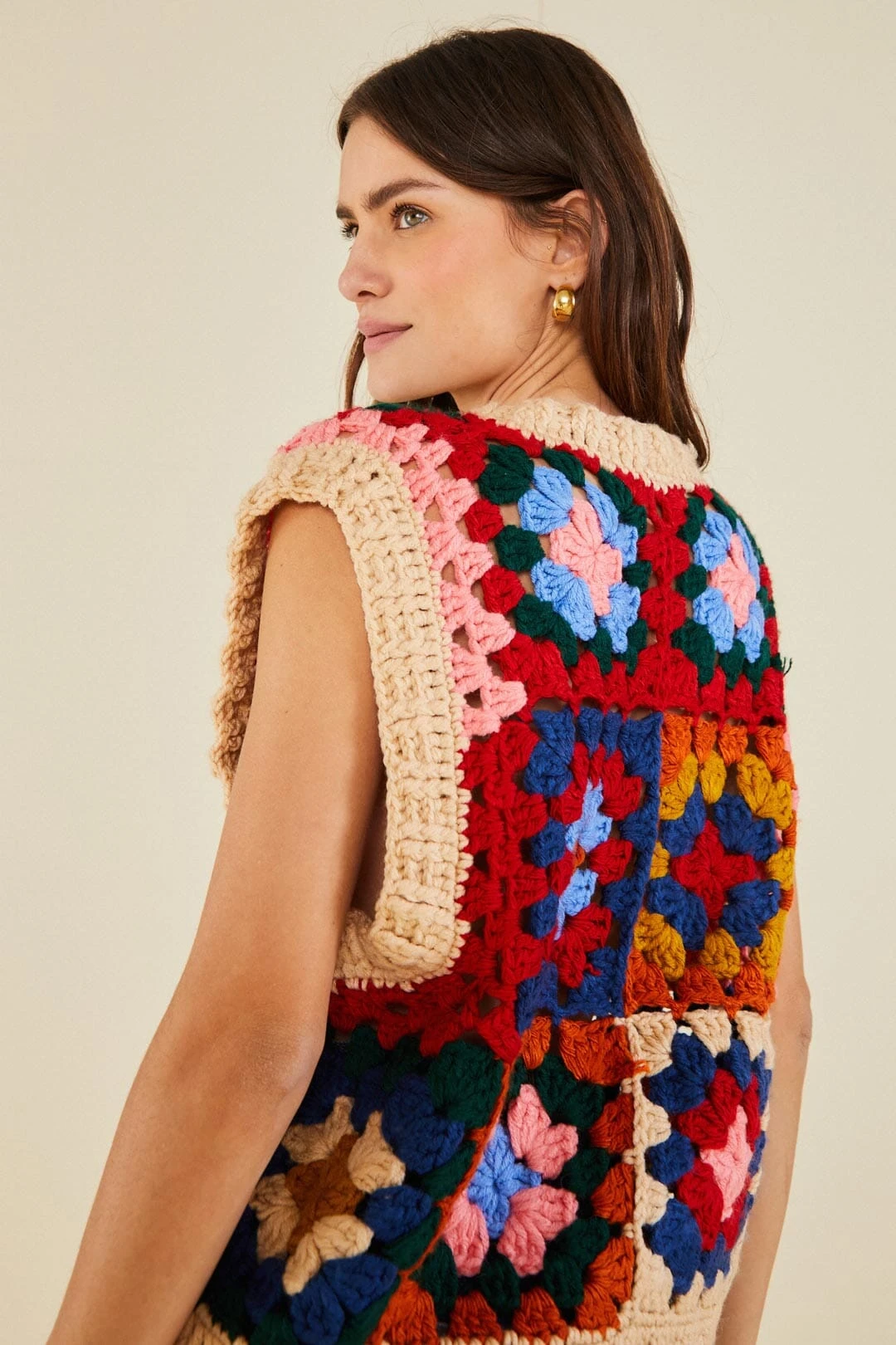 Farm Rio Multicolor Patchwork Crochet Vest 3 Farm Rio Multicolor Patchwork Crochet Vest