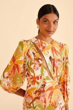 Farm Rio Sand Leopard Forest Midi Dress 9 Farm Rio Sand Leopard Forest Midi Dress -Farm Rio 309150 03