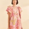 Farm Rio Pink Mixed Lobsters Organic Cotton Mini Dress 2 Farm Rio Pink Mixed Lobsters Organic Cotton Mini Dress -Farm Rio 309152 01