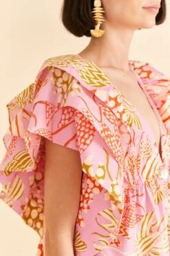 Farm Rio Pink Mixed Lobsters Organic Cotton Mini Dress -Farm Rio 309152 03