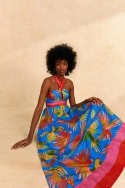 Farm Rio Blue Painted Birds Maxi Dress -Farm Rio 309153 03