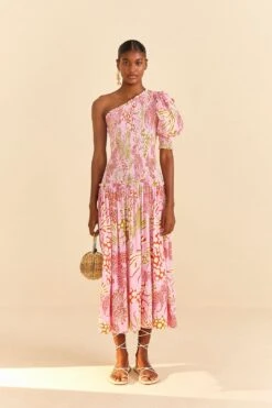 Farm Rio Pink Mixed Lobsters Midi Dress 12 Farm Rio Pink Mixed Lobsters Midi Dress -Farm Rio 309155 04