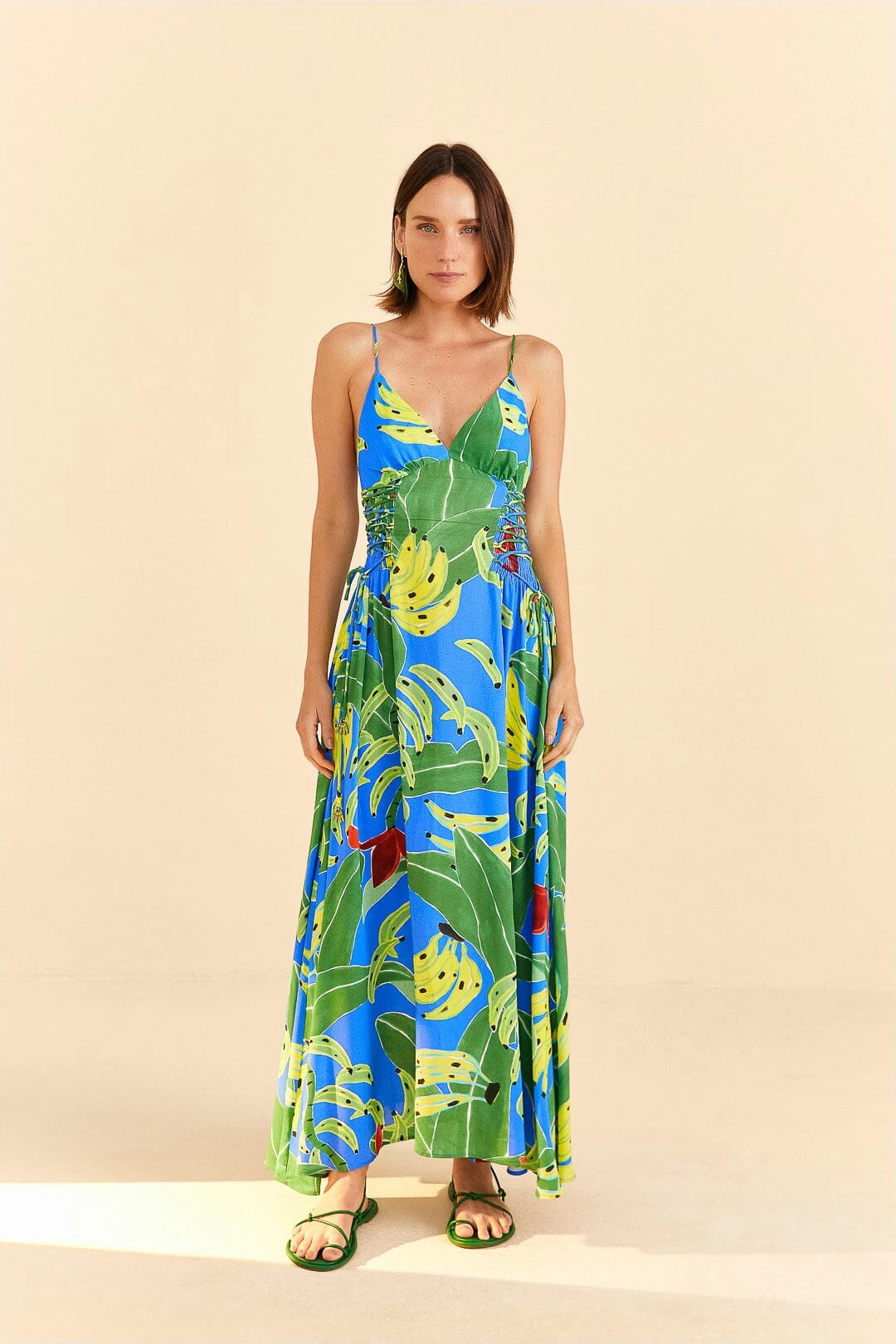 Farm Rio Blue Banana Leaves Sleeveless Maxi Dress 3 Farm Rio Blue Banana Leaves Sleeveless Maxi Dress
