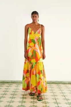 Farm Rio Red Neon Floral Maxi Dress -Farm Rio 309157 03