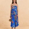 Farm Rio Blue Painted Jungle Midi Dress