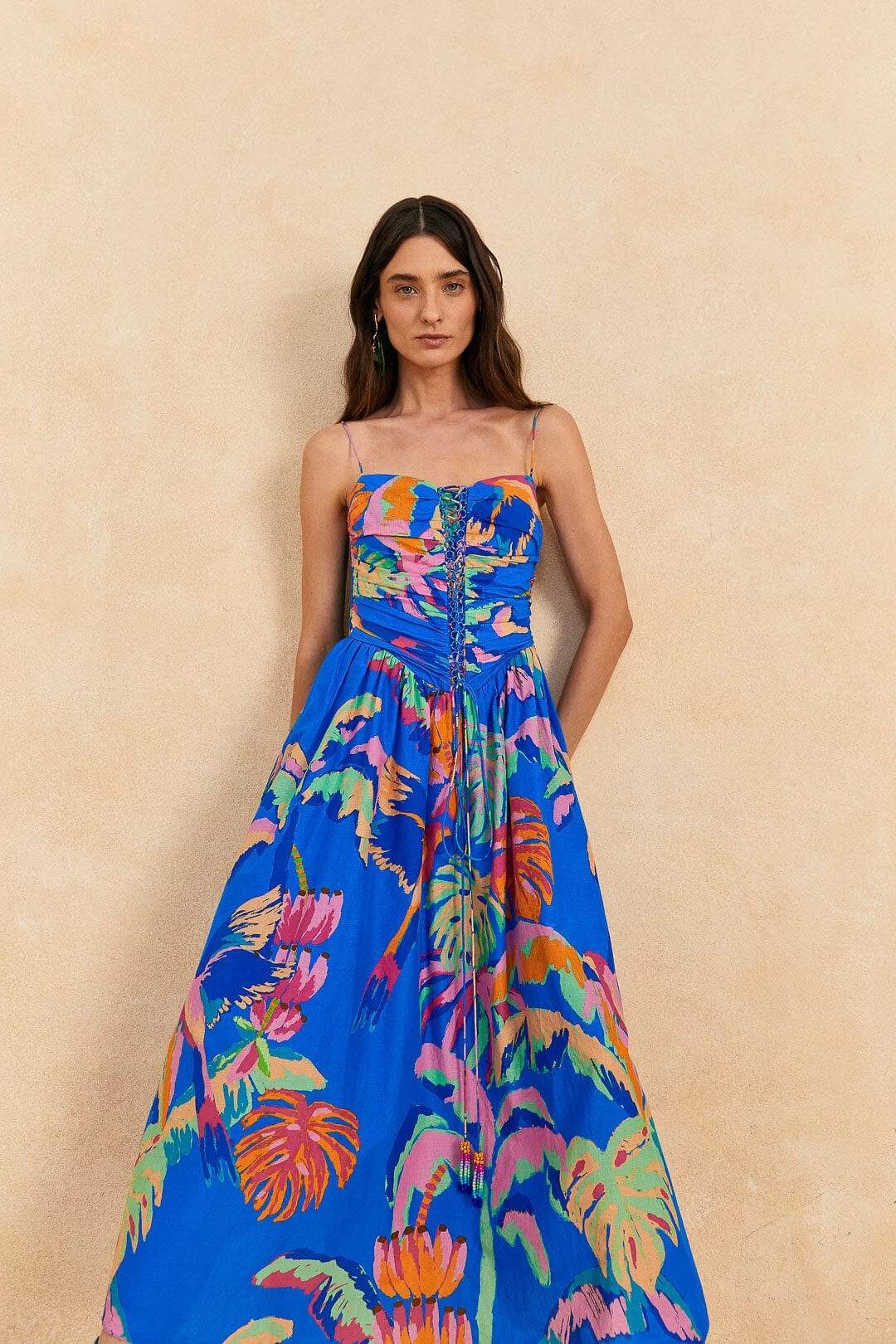 Farm Rio Blue Painted Jungle Midi Dress 4 Farm Rio Blue Painted Jungle Midi Dress - Image 2