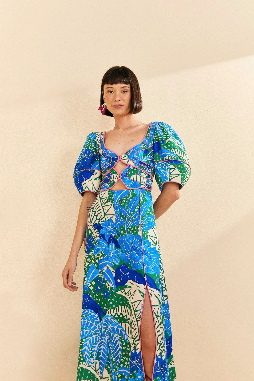 Farm Rio Green Jungle Panther Midi Dress 4 Farm Rio Green Jungle Panther Midi Dress - Image 2