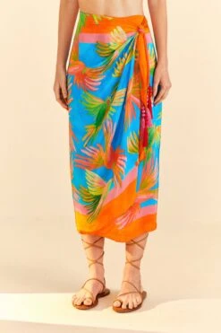 Farm Rio Painted Birds Scarf Midi Skirt -Farm Rio 309168 03