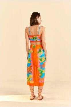 Farm Rio Painted Birds Scarf Midi Skirt -Farm Rio 309168 04