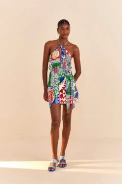 Farm Rio Off-White Pitta Colors Mini Dress -Farm Rio 309169 02