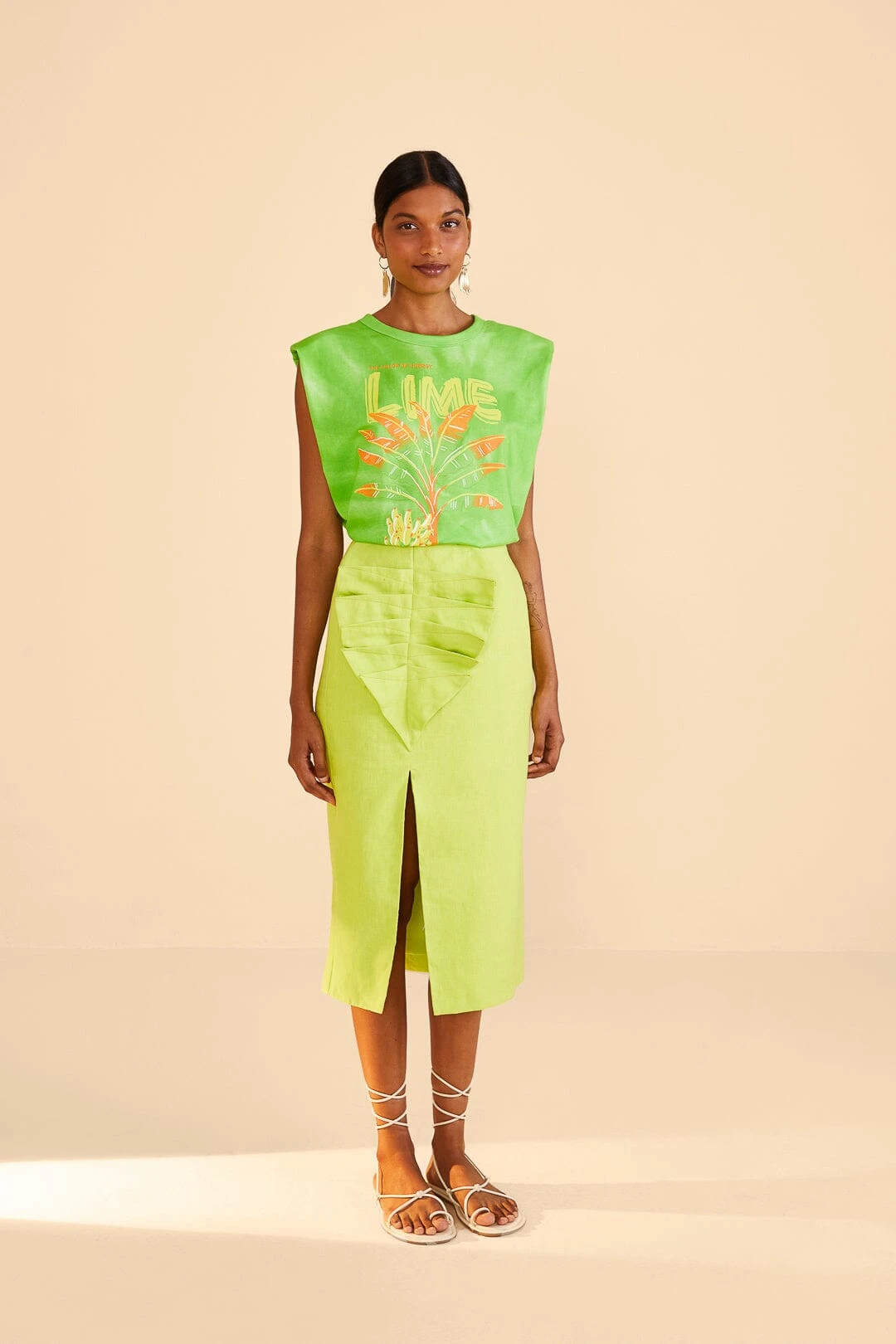 Farm Rio Lime Leaf Midi Skirt 3 Farm Rio Lime Leaf Midi Skirt