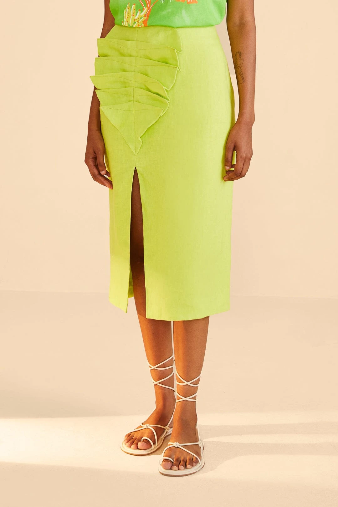 Farm Rio Lime Leaf Midi Skirt 4 Farm Rio Lime Leaf Midi Skirt - Image 2