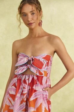 Farm Rio Red Coconut Tree Organic Cotton Midi Dress 9 Farm Rio Red Coconut Tree Organic Cotton Midi Dress -Farm Rio 309180 03