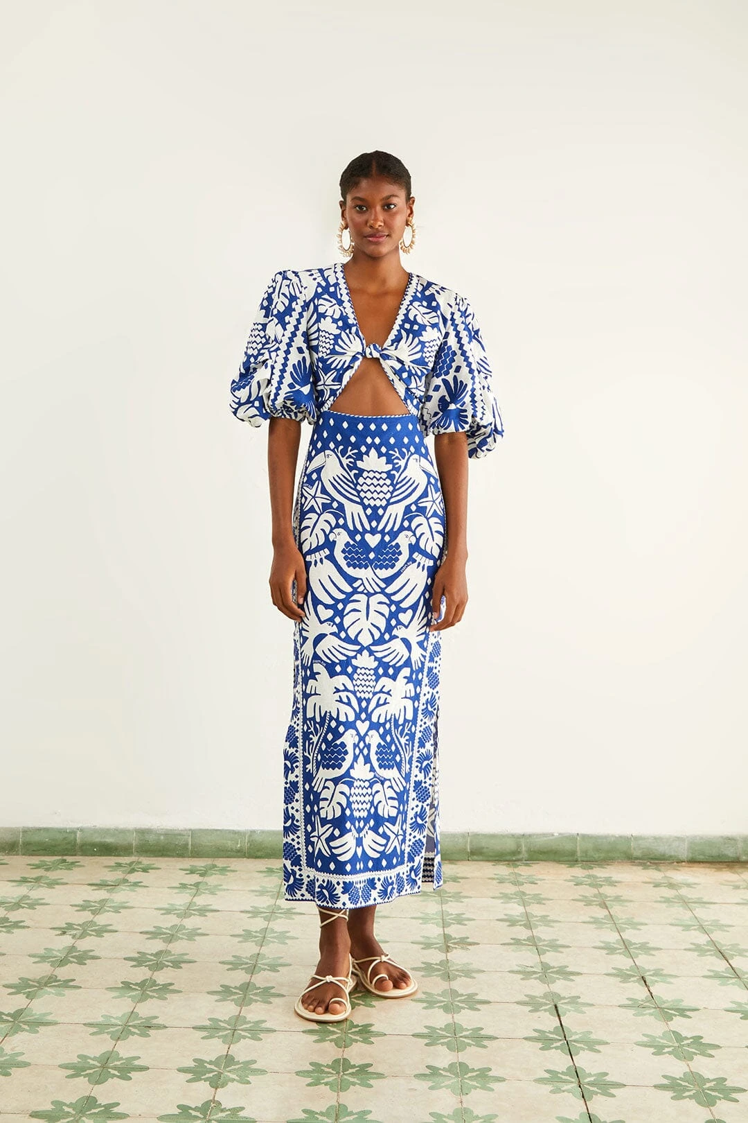 Farm Rio Navy Blue Jungle Scarf Midi Dress 3 Farm Rio Navy Blue Jungle Scarf Midi Dress