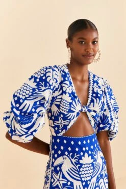 Farm Rio Navy Blue Jungle Scarf Midi Dress 13 Farm Rio Navy Blue Jungle Scarf Midi Dress -Farm Rio 309189 05