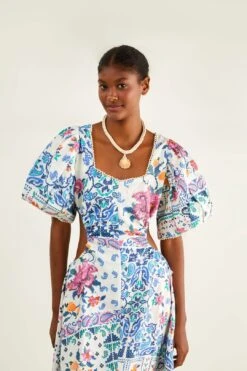 Farm Rio Off-White Romantic Bandanas Midi Dress 8 Farm Rio Off-White Romantic Bandanas Midi Dress -Farm Rio 309191 02