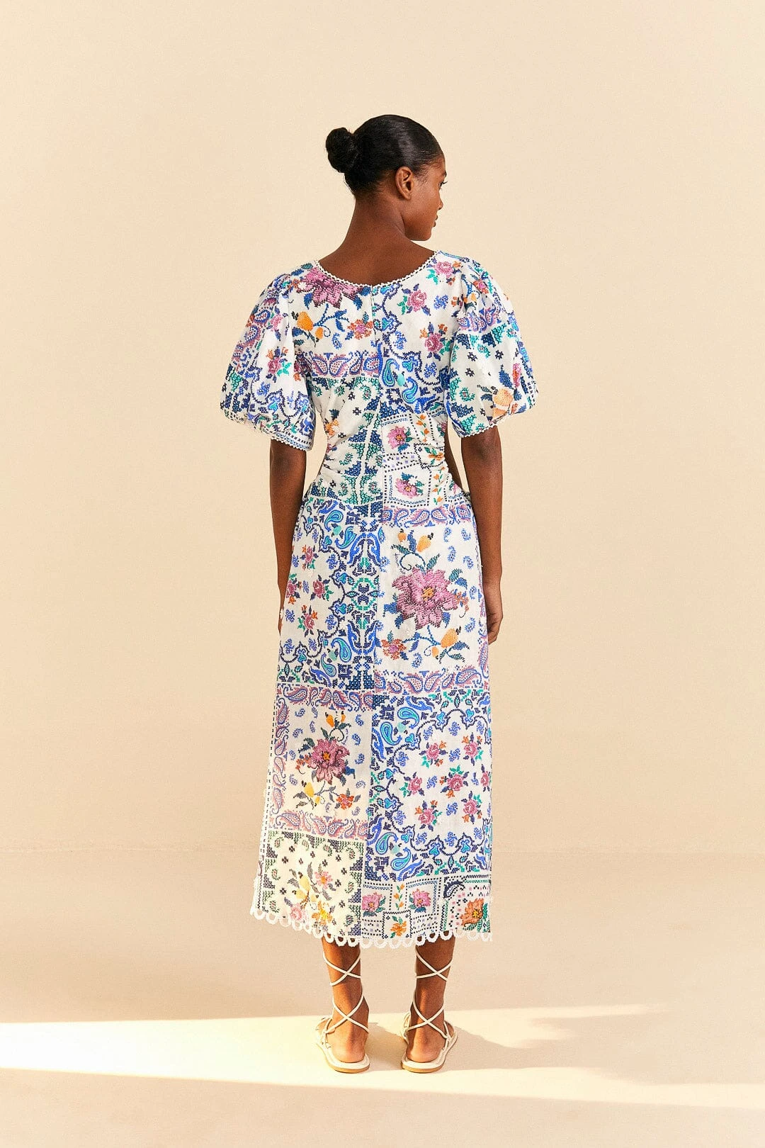 Farm Rio Off-White Romantic Bandanas Midi Dress 5 Farm Rio Off-White Romantic Bandanas Midi Dress - Image 3