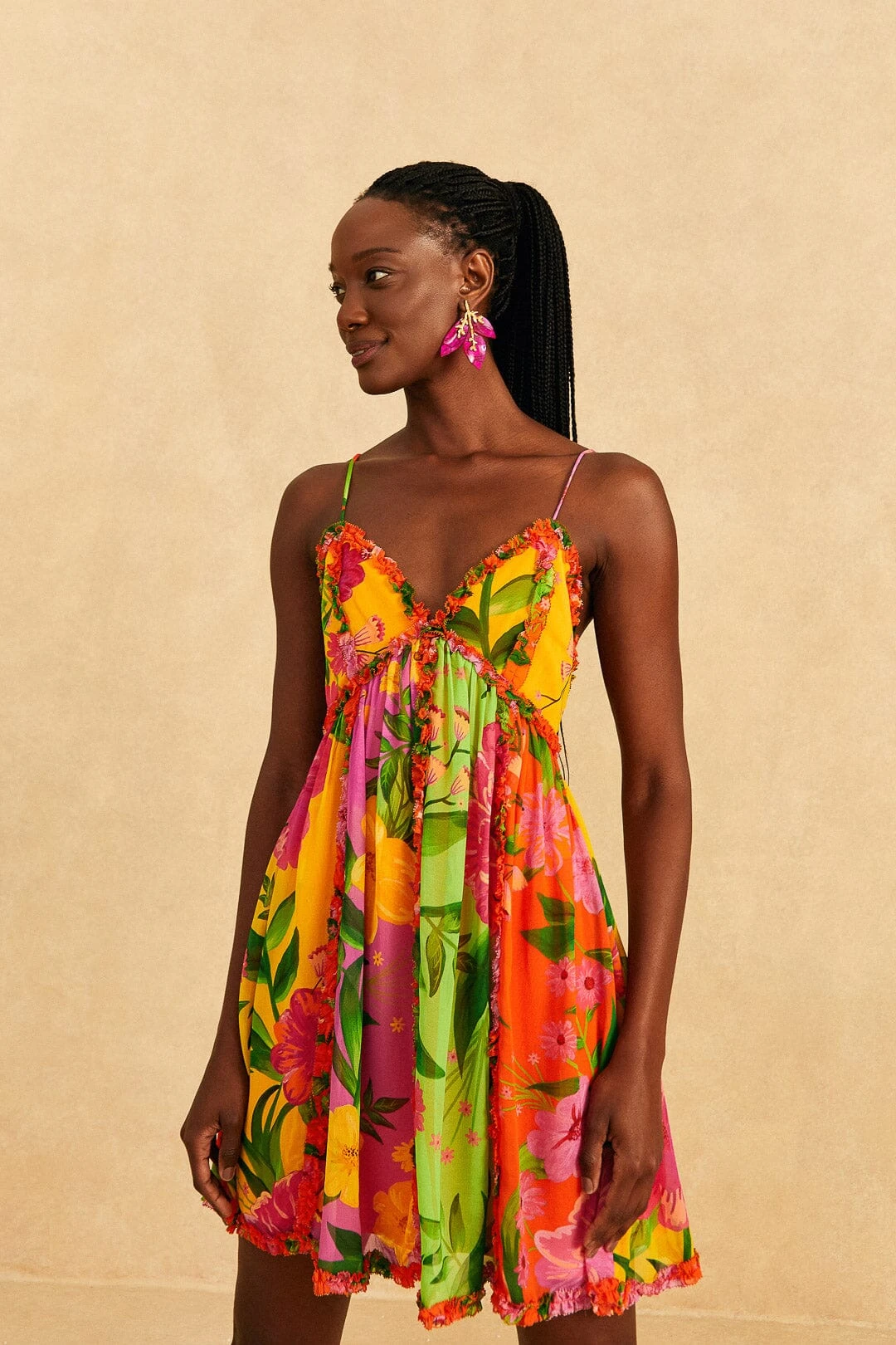 Farm Rio Mixed Romantic Garden Mini Dress 3 Farm Rio Mixed Romantic Garden Mini Dress