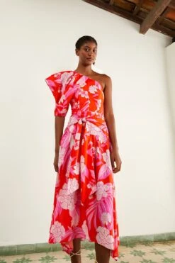 Farm Rio Red Dewdrop Floral Midi Dress 10 Farm Rio Red Dewdrop Floral Midi Dress -Farm Rio 309194 03