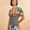 Farm Rio Colorful Forest V Neck Mini Dress -Farm Rio 309198 01