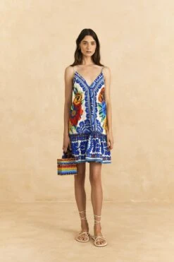 Farm Rio Off-White Flower Tapestry Organic Cotton Mini Dress -Farm Rio 309199 02