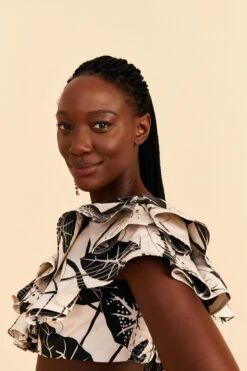 Farm Rio Off-White Graphic Leaves Organic Cotton Top -Farm Rio 309209 03