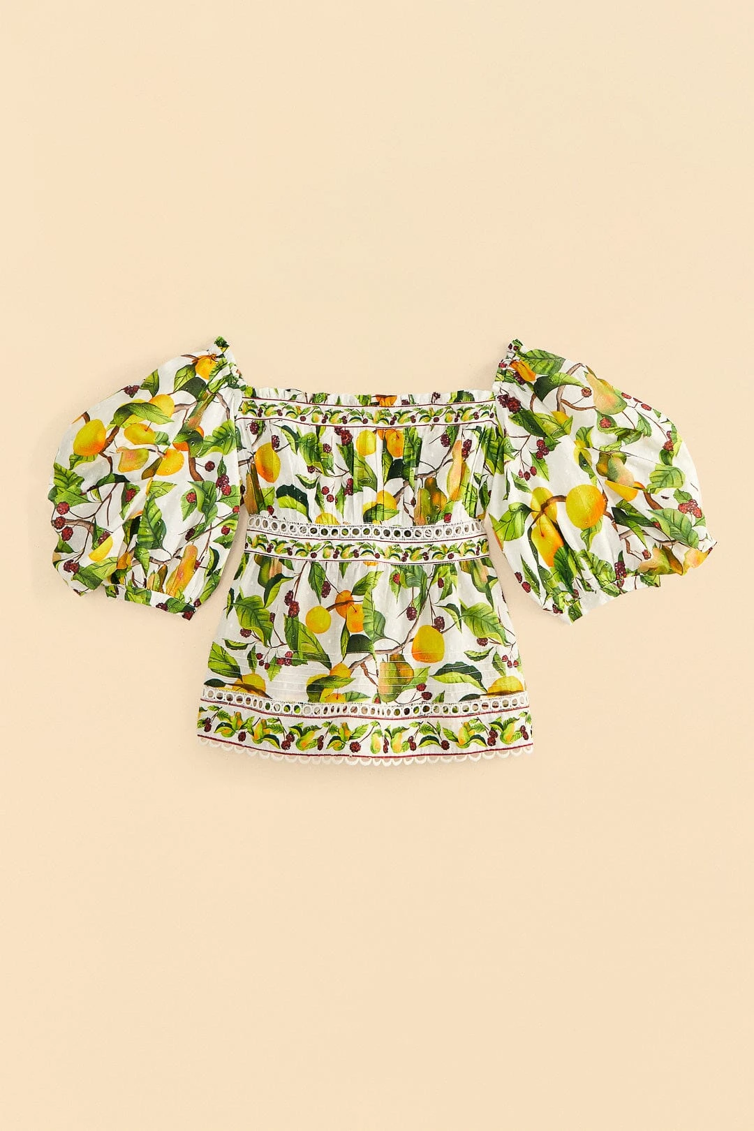 Farm Rio Off-White Fruit Orchard Blouse 8 Farm Rio Off-White Fruit Orchard Blouse - Image 6