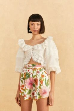 Farm Rio Off-White Macaw Bloom Shorts