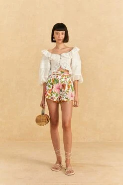 Farm Rio Off-White Macaw Bloom Shorts -Farm Rio 309223 02