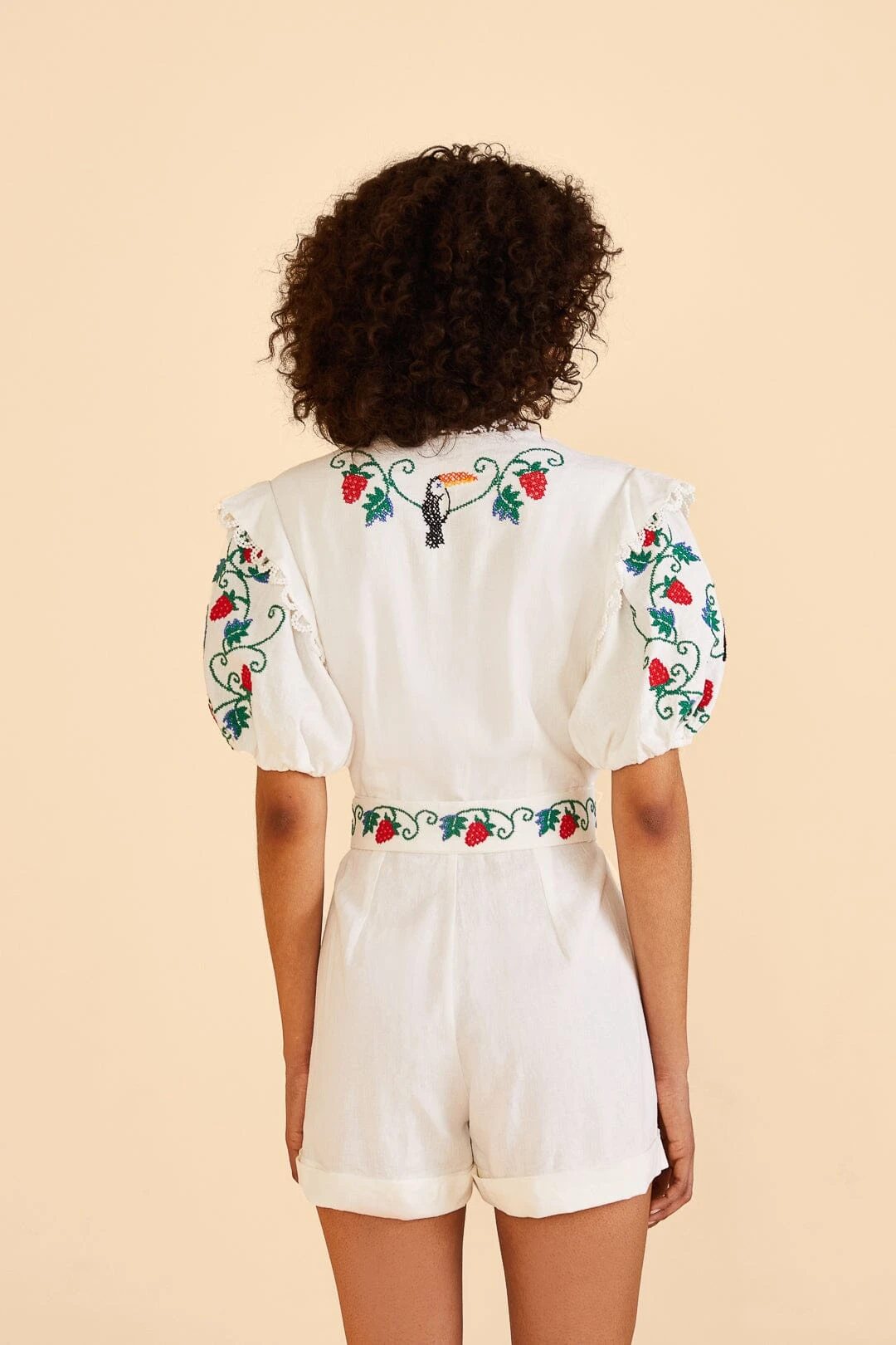 Farm Rio Cross Stitch Toucan Embroidered Romper 6 Farm Rio Cross Stitch Toucan Embroidered Romper - Image 4