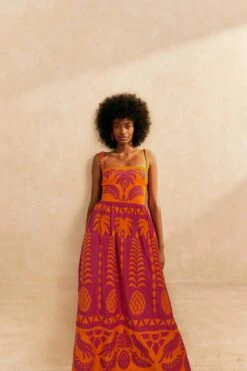 Farm Rio Orange Pineapple Love Cutwork Dress 7 Farm Rio Orange Pineapple Love Cutwork Dress -Farm Rio 309238 02