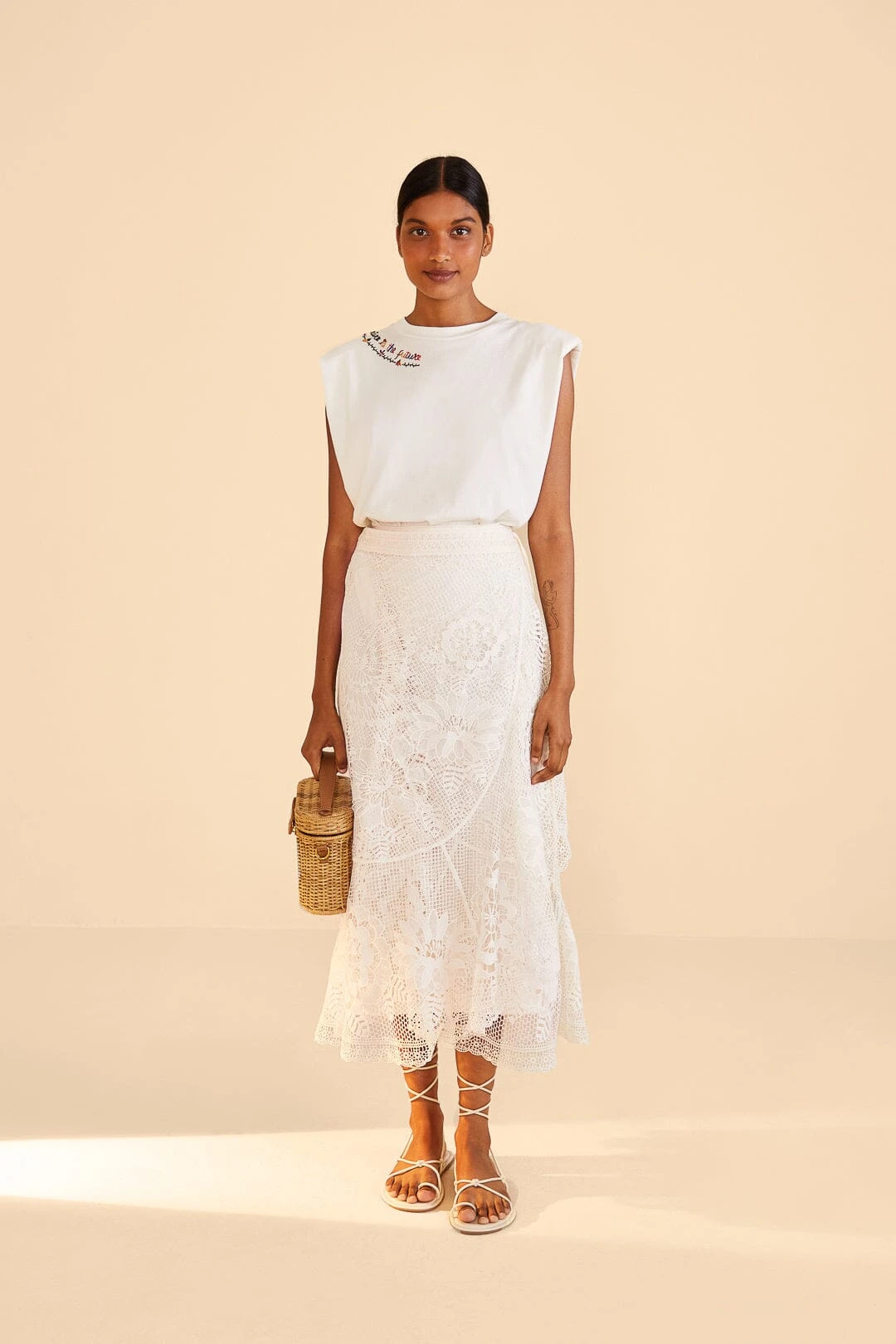 Farm Rio Off-White Guipire Midi Skirt 3 Farm Rio Off-White Guipire Midi Skirt