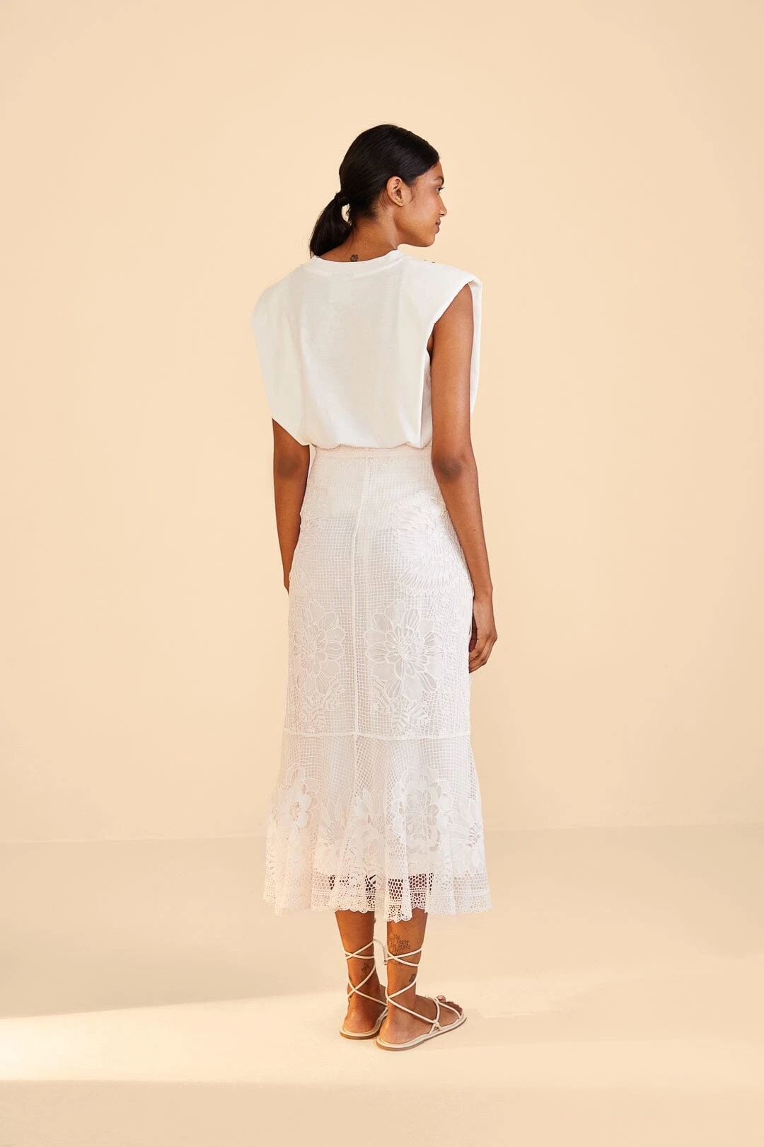 Farm Rio Off-White Guipire Midi Skirt 6 Farm Rio Off-White Guipire Midi Skirt - Image 4
