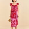 Farm Rio Red Palm Tree Richelieu Midi Skirt