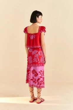 Farm Rio Red Palm Tree Richelieu Midi Skirt 10 Farm Rio Red Palm Tree Richelieu Midi Skirt -Farm Rio 309245 04
