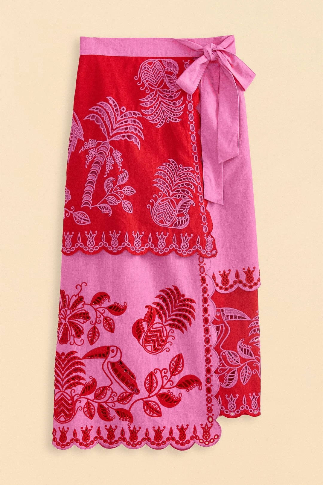 Farm Rio Red Palm Tree Richelieu Midi Skirt 8 Farm Rio Red Palm Tree Richelieu Midi Skirt - Image 6