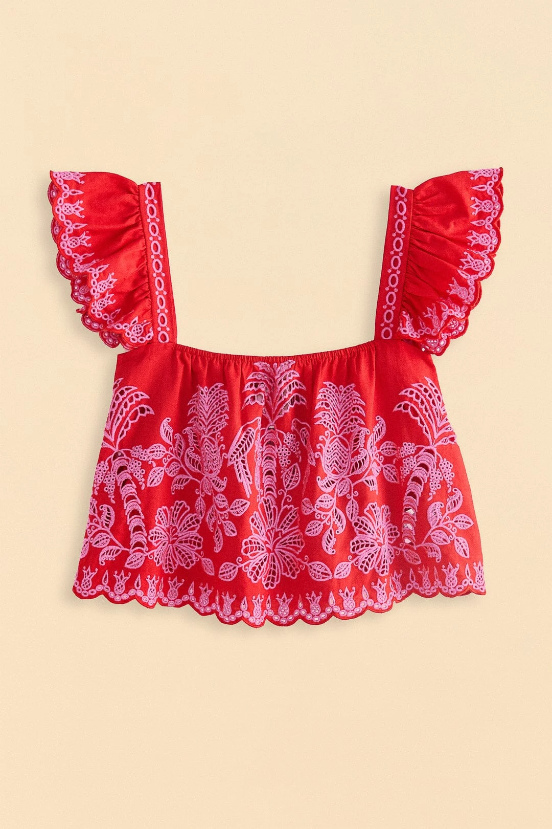 Farm Rio Red Palm Tree Richelieu Blouse 8 Farm Rio Red Palm Tree Richelieu Blouse - Image 6
