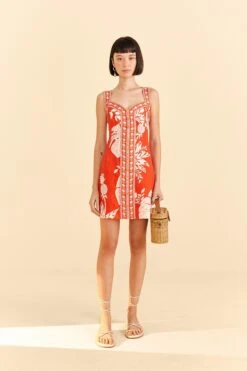 Farm Rio Red Lace Monsteras Mini Dress -Farm Rio 309261 02