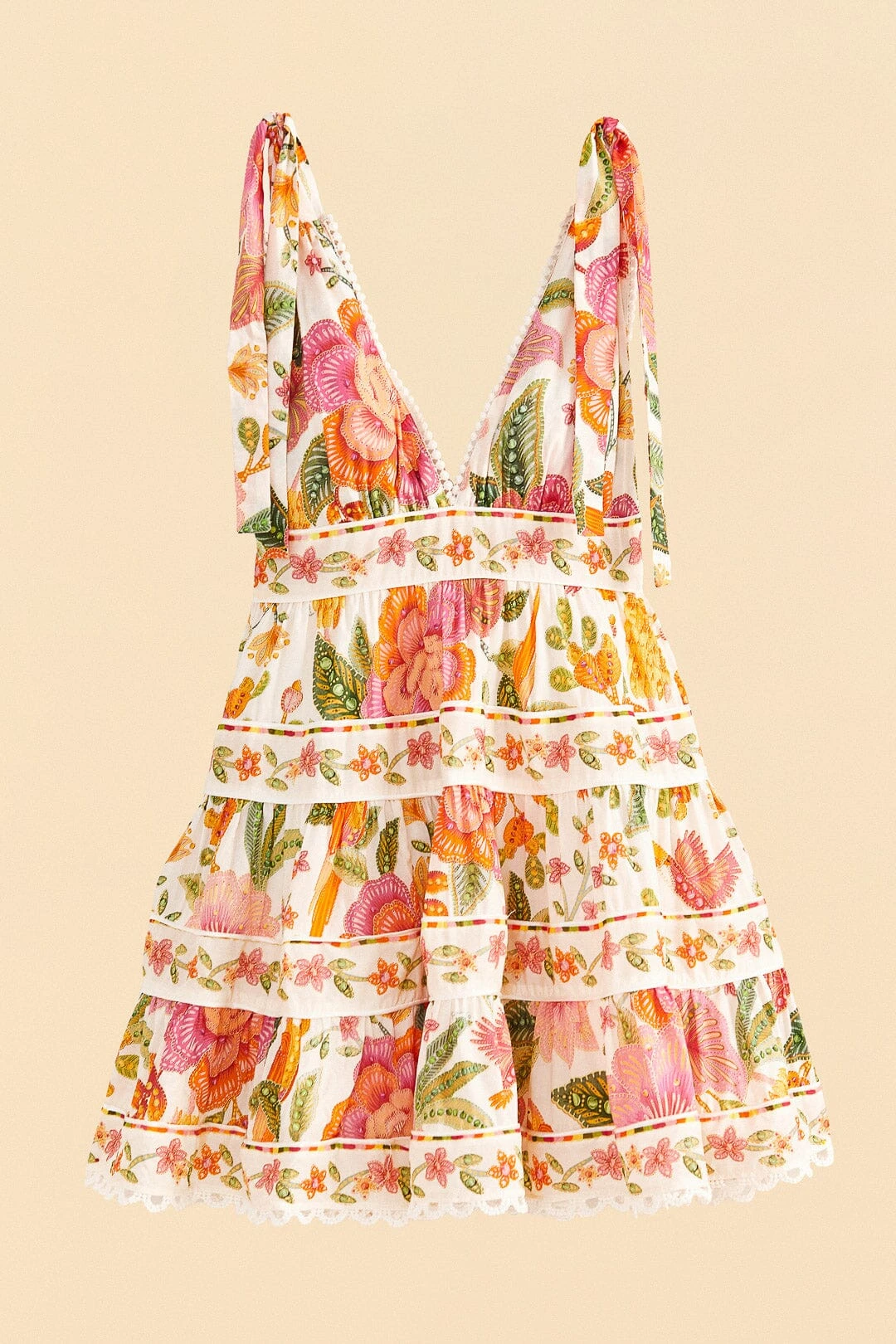 Farm Rio Off-White Macaw Bloom Mini Dress 8 Farm Rio Off-White Macaw Bloom Mini Dress - Image 6