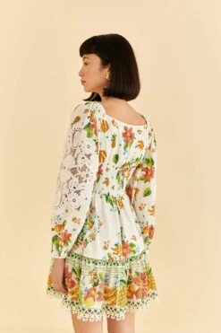 Farm Rio Off-White Tropical Romance Scarf Mini Dress -Farm Rio 309269 04