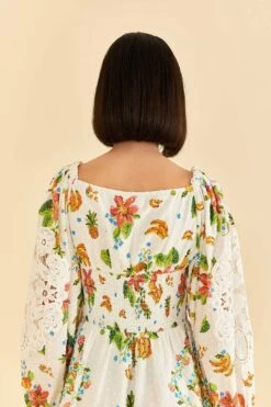 Farm Rio Off-White Tropical Romance Scarf Mini Dress -Farm Rio 309269 05