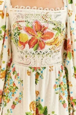 Farm Rio Off-White Tropical Romance Scarf Mini Dress -Farm Rio 309269 06