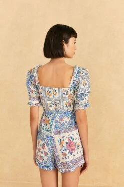 Farm Rio Off-White Romantic Bandanas Organic Cotton Romper -Farm Rio 309280 04