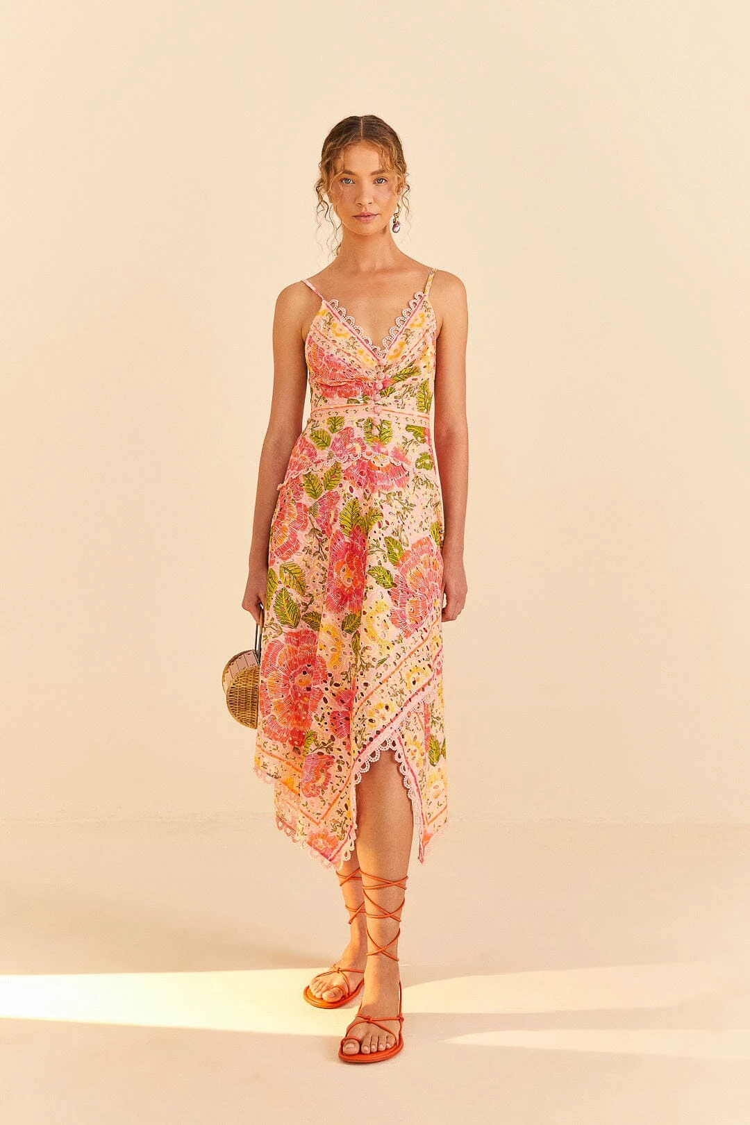 Farm Rio Pink Blooming Floral Midi Dress 3 Farm Rio Pink Blooming Floral Midi Dress