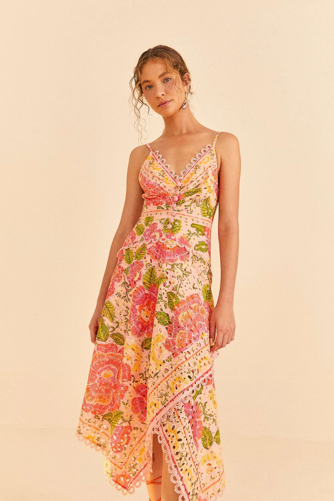 Farm Rio Pink Blooming Floral Midi Dress 4 Farm Rio Pink Blooming Floral Midi Dress - Image 2