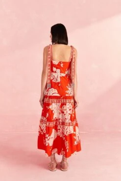 Farm Rio Red Lace Monsteras Midi Dress -Farm Rio 309287 04